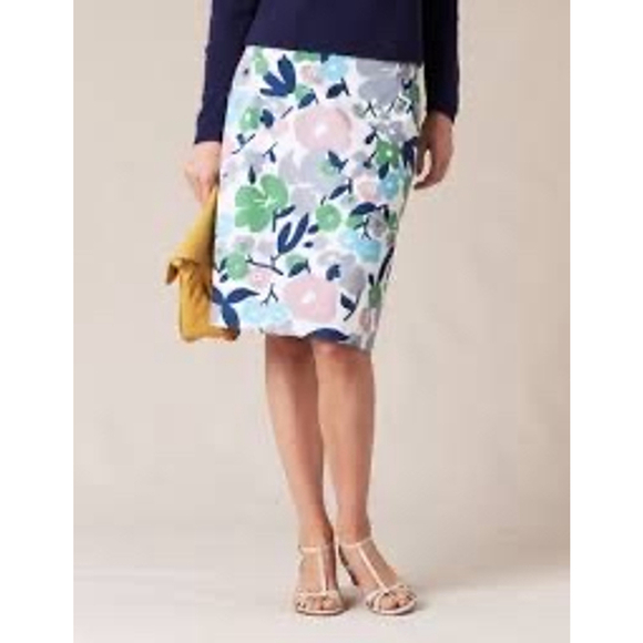 Boden A Line Floral Print Skirt Size UK 12L/US 8L spring cotton - Picture 1 of 7